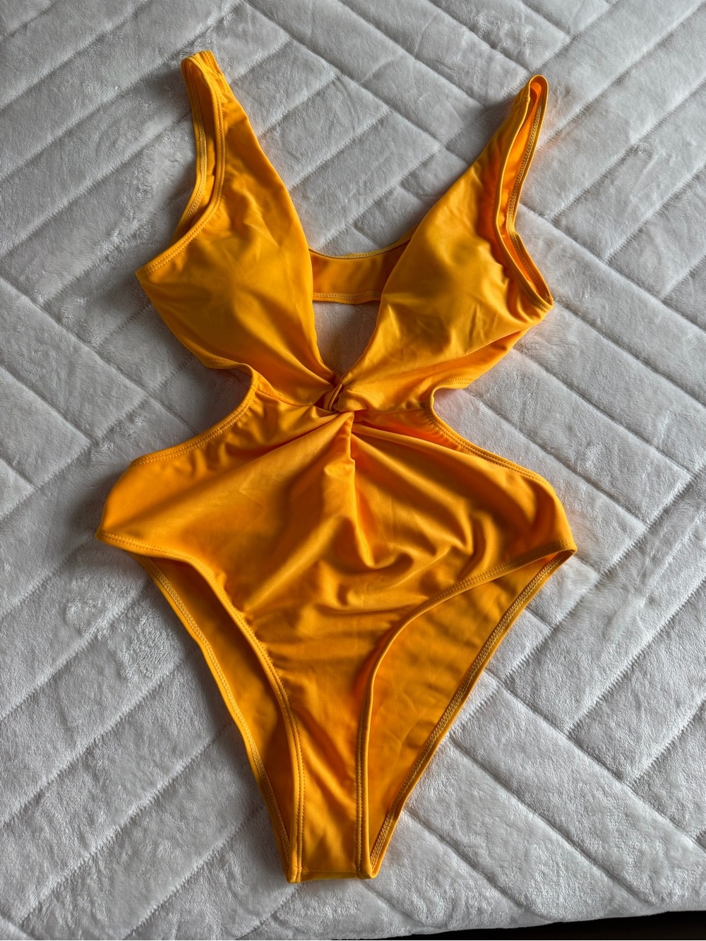 Cutout One-Piece Swimsuit in Golden Yellow-Sz Medium